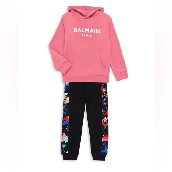 Balmain Kid's Unisex Graffiti Pop Logo Black Jogger Sweatpants NWT $430 - Picture 3 of 9